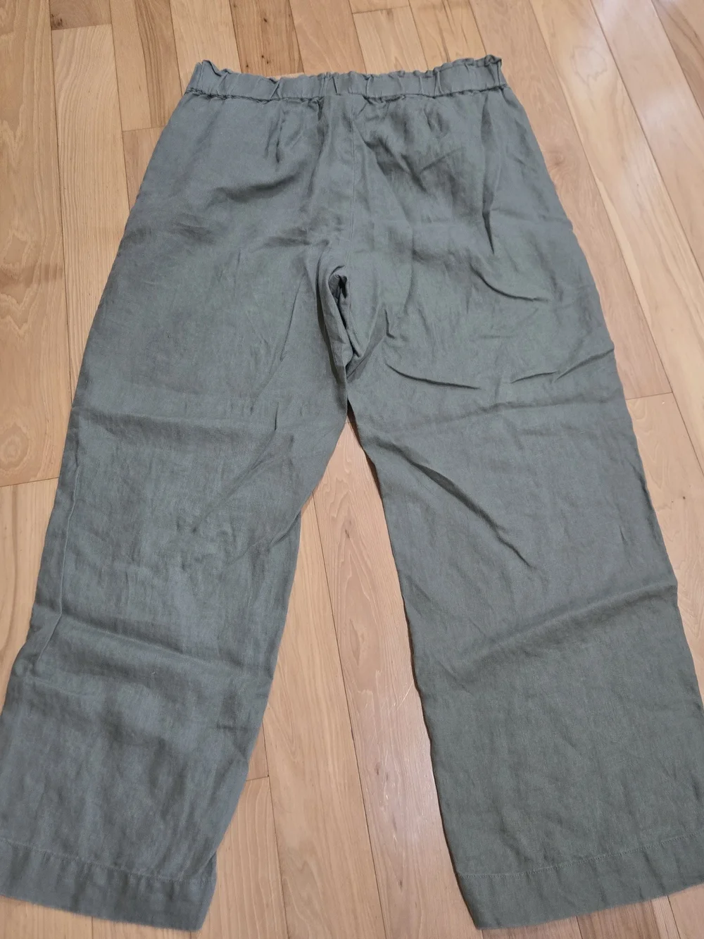Talbots Sage Green 100% Linen Wide Leg Pants Petite Large